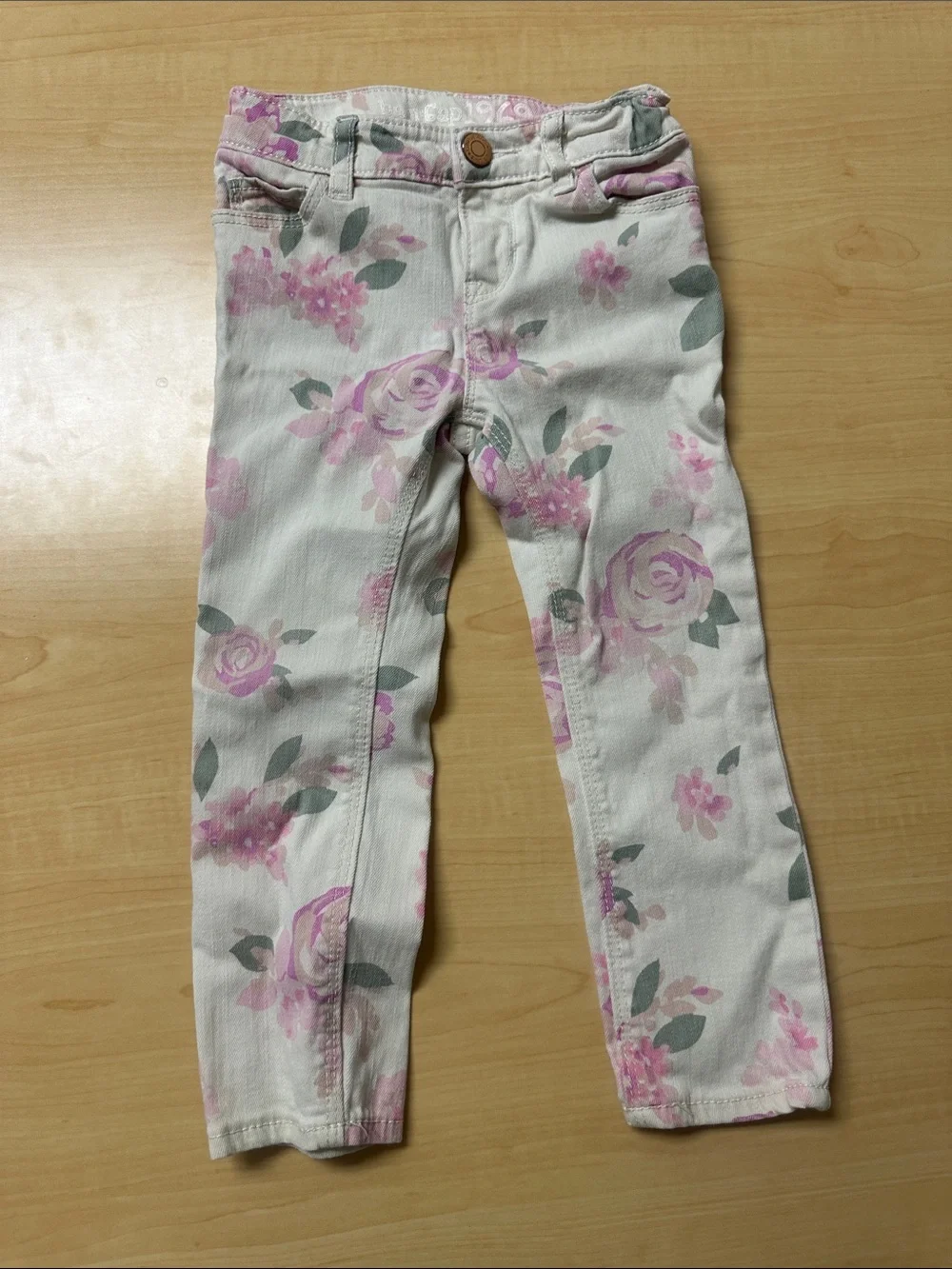 GAP Cream Jeans with Pink Floral Print